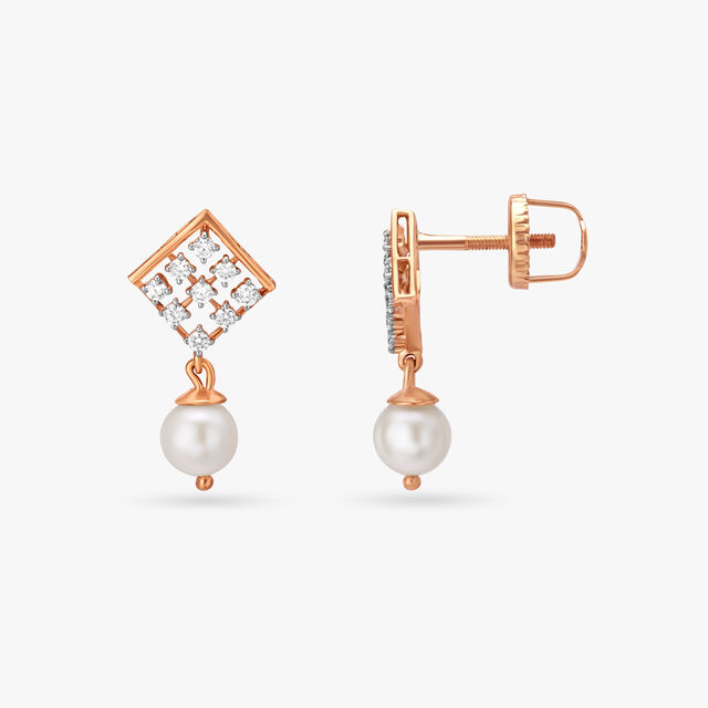 Gleaming Pearl and Diamond Drop Earrings 4