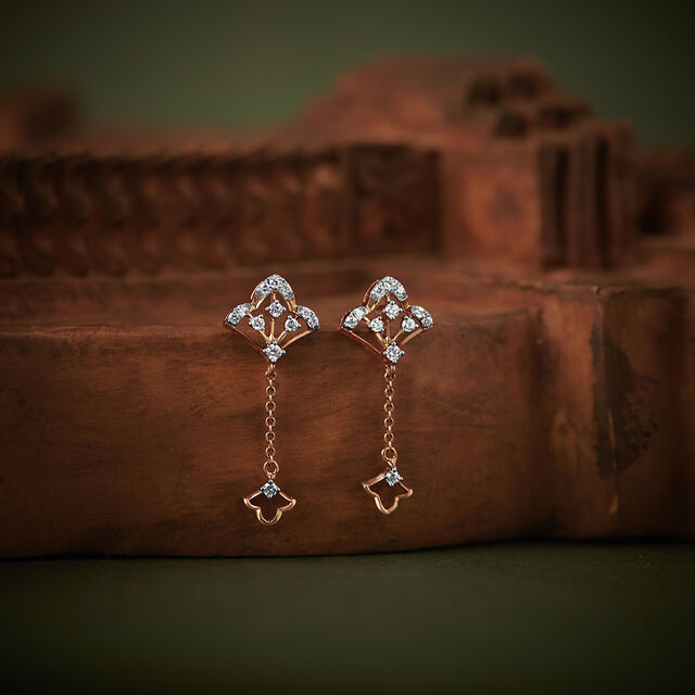 Minimal Elegance Diamond Drop Earrings in 18K Rose Gold for Women 
