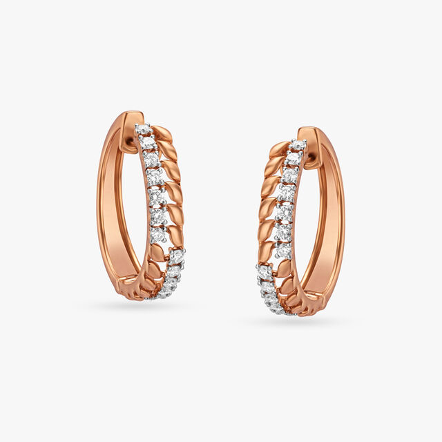 Tanishq Rose Gold & Diamond Stud Earrings for Women 