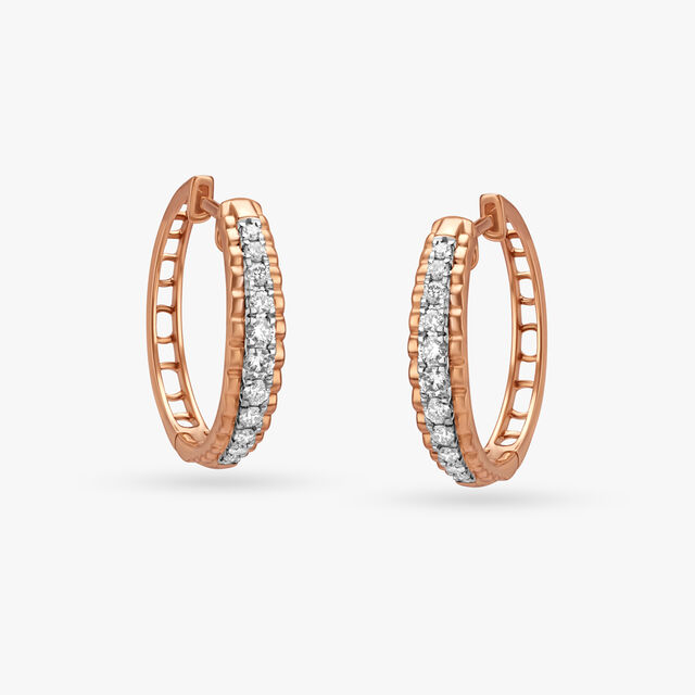 Tanishq Rose Gold & Diamond Stud Earrings for Women 