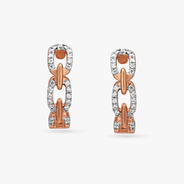 Elegant Link Diamond Hoop Earrings 6