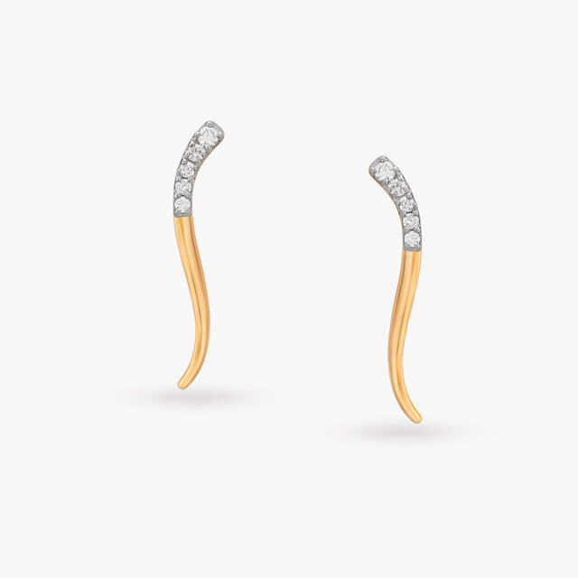 Curved Diamond Earrings 