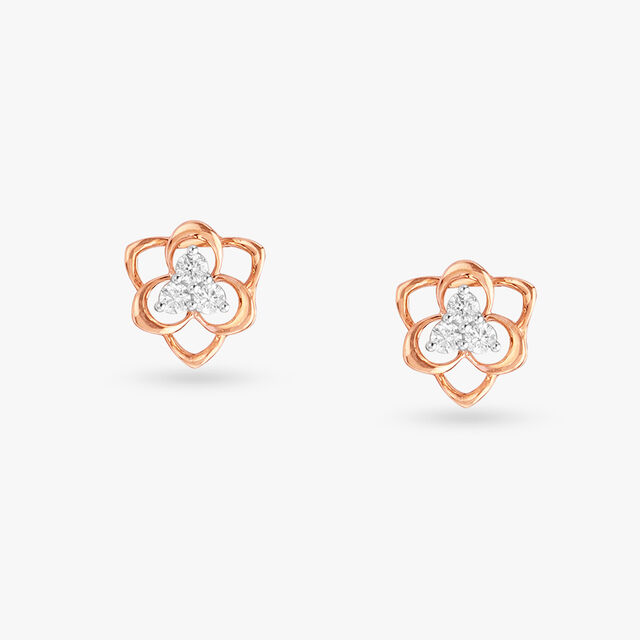 Diamond Petal Stud Earrings 