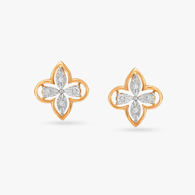 Delightful Floral Diamond Stud Earrings 