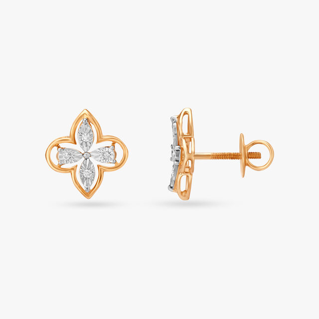Delightful Floral Diamond Stud Earrings 2