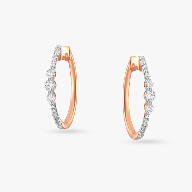 Linear Diamond Hoop Earrings 