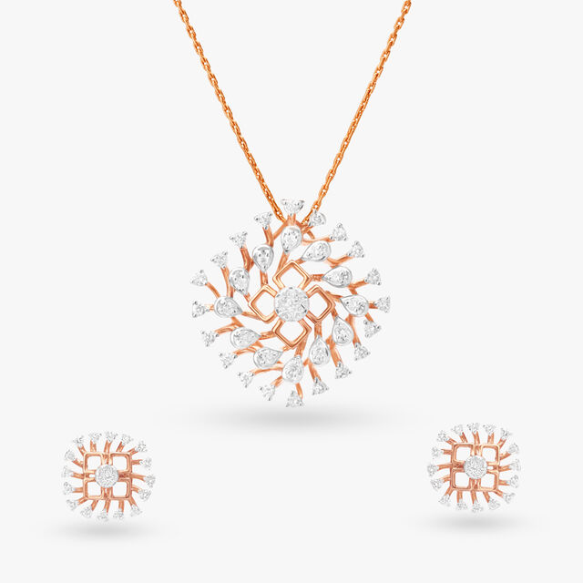 Cosmic Diamond Pendant and Earrings Set 