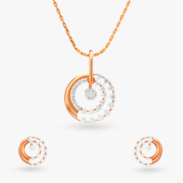 Elegance in Motion Diamond Pendant and Earrings Set 