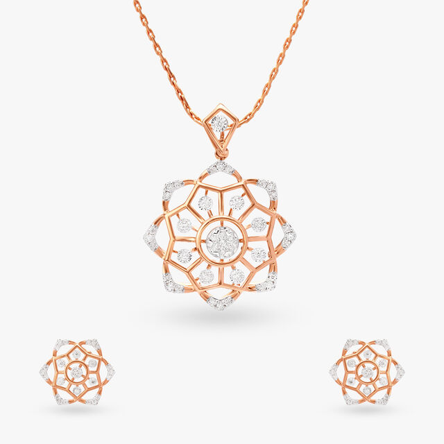 Starburst Diamond Pendant and Earrings Set 