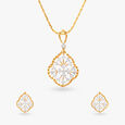 Gilded Grace Diamond Pendant and Earrings Set 