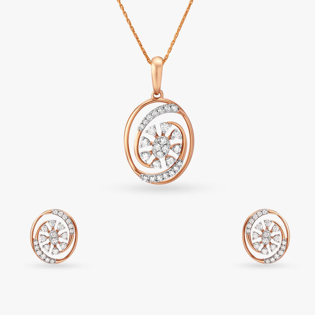 Radiant Harmony Diamond Pendant and Earrings Set 