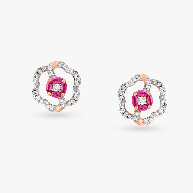 Blooming Flower Diamond Pendant and Earrings Set 4