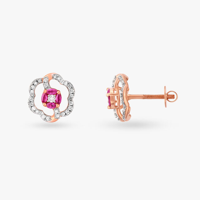 Blooming Flower Diamond Pendant and Earrings Set 5