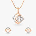 Splendid Diamond Pendant and Earrings Set 