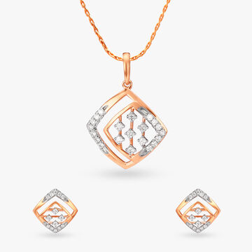 Splendid Diamond Pendant and Earrings Set