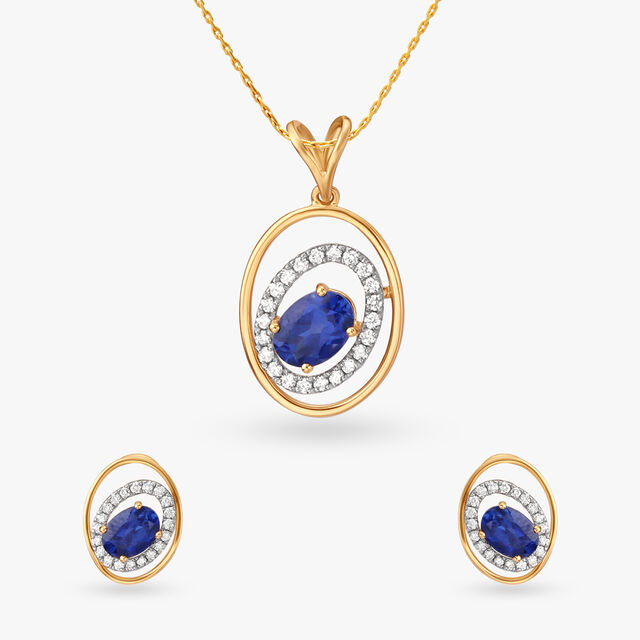 Stunning Swirls Diamond Pendant and Earrings Set 
