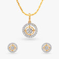 Halo Diamond Pendant and Earrings Set 