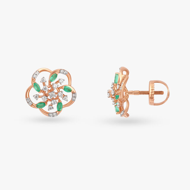 Verdant Flower Diamond Pendant and Earrings Set 5
