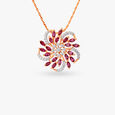 Flower Diamond and Garnet Pendant and Earrings Set 2