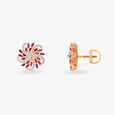 Flower Diamond and Garnet Pendant and Earrings Set 5