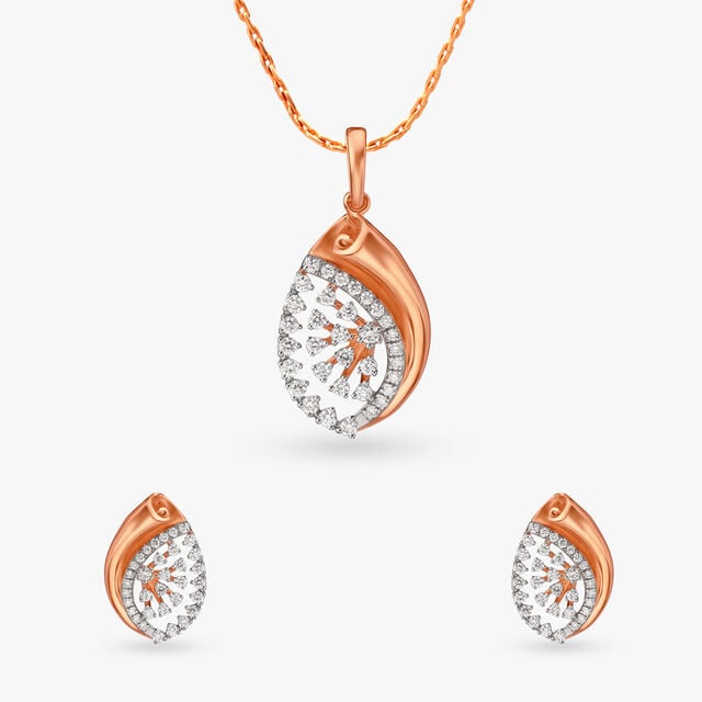 Buy Droplet Diamond Pendant and Earrings Set at Best Price - Main Image
