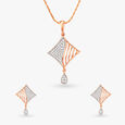 Abstract Diamond Pendant and Earrings Set 