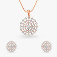 Radiant Floral Diamond Pendant and Earrings Set 