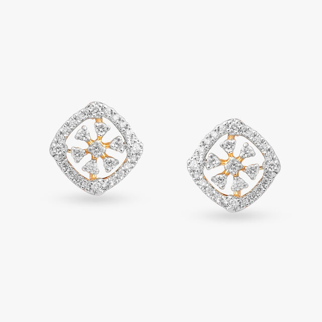 Classy Geometric Diamond Stud Earrings 