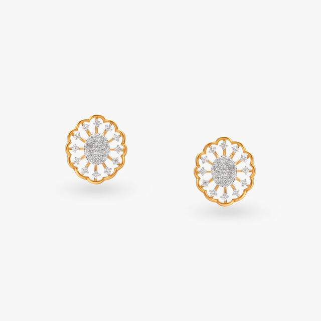 Sunburst Diamond Stud Earrings 