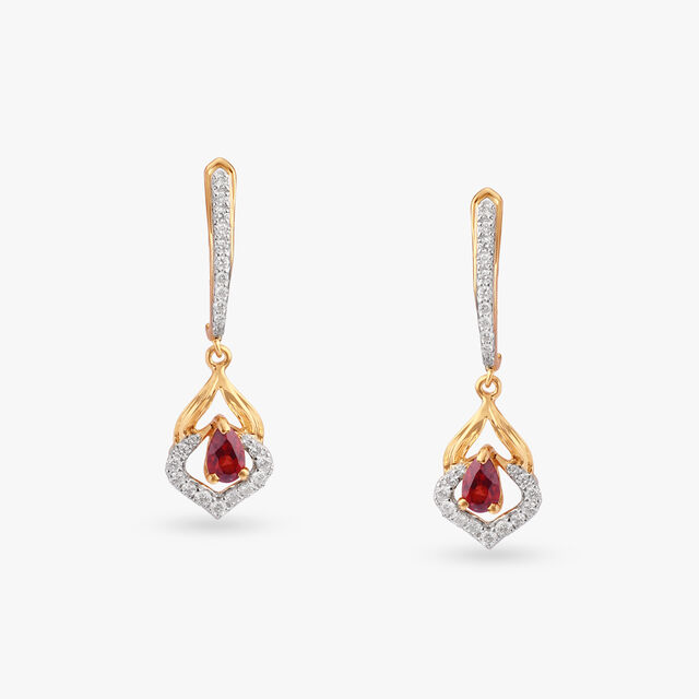 Charming Diamond and Garnet Drop Earrings 