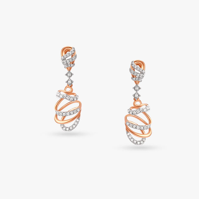 Spiral Sparkle Diamond Drop Earrings 