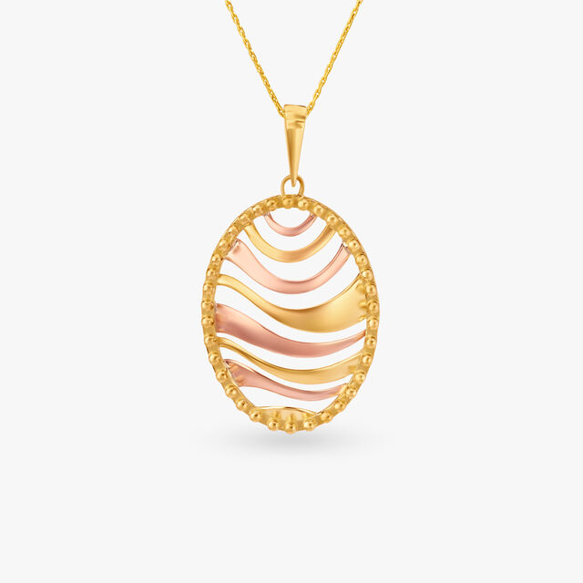 Gold Wave Pattern Pendant 