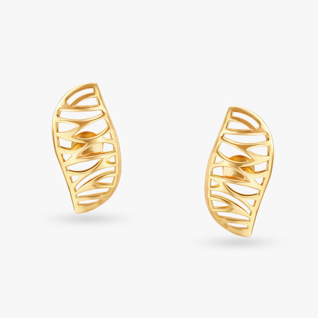 Leafy Gold Stud Earrings 