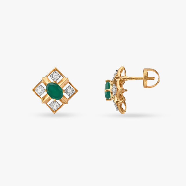 Glitzy Diamond and Onyx Stud Earrings 2