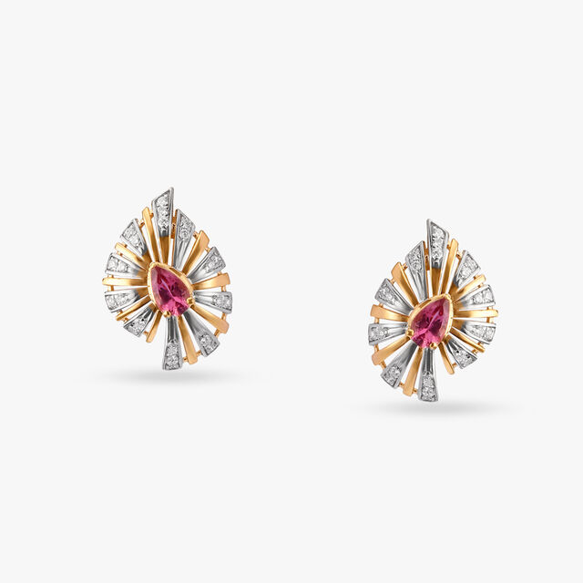 Enchanting Diamond and Tourmaline Stud Earrings 