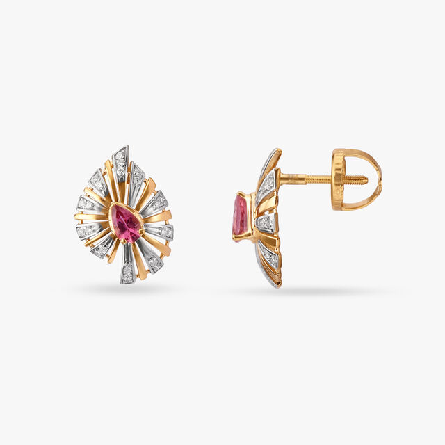 Enchanting Diamond and Tourmaline Stud Earrings 2