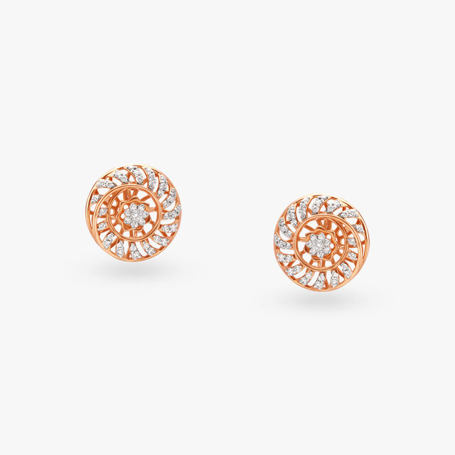 Spiral Diamond Stud Earrings 