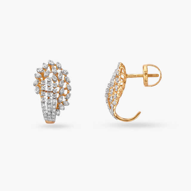 Shimmering Grapevine Diamond Stud Earrings 2
