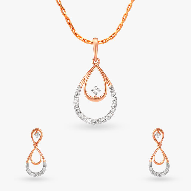 Dewy Diamond Pendant and Earrings Set 