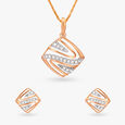 Opalescent Diamond Pendant and Earrings Set 