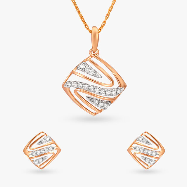 Opalescent Diamond Pendant and Earrings Set 