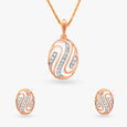 Sinuous Diamond Pendant and Earrings Set 