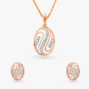 Sinuous Diamond Pendant and Earrings Set