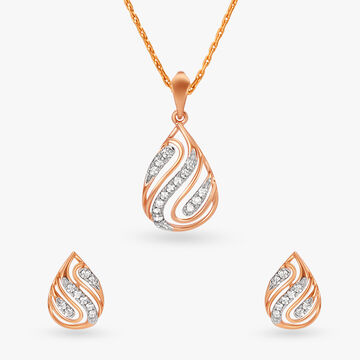 Whirlwind Diamond Pendant and Earrings Set