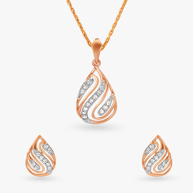 Whirlwind Diamond Pendant and Earrings Set 
