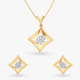 Neoteric Diamond Pendant and Earrings Set 