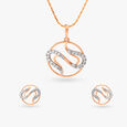 Swirl Diamond Pendant and Earrings Set 