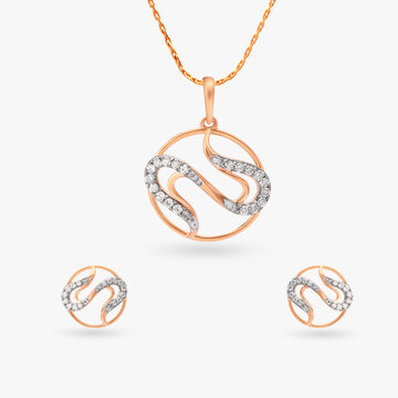 Swirl Diamond Pendant and Earrings Set