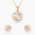 Swirling Diamond Pendant and Earrings Set 