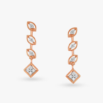 Leafy Cascade Diamond Drop Earrings